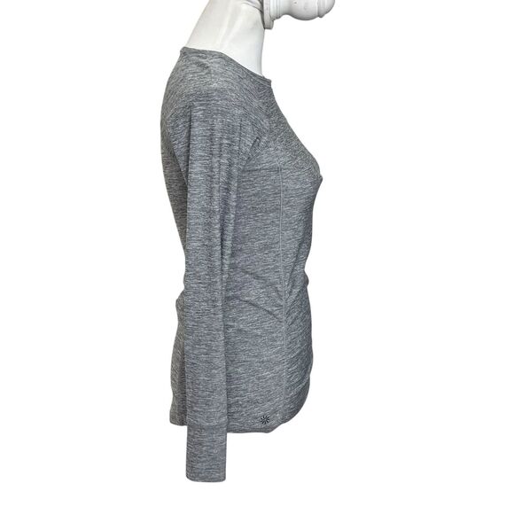 Athleta Pacifica Long Sleeve Top Gray XS Thumb Holes Ruched - Picture 4 of 14